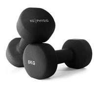 KG Physio Weights Dumbbells Set Women & Men - Neoprene-Coated & Sweat-Resistant Weights Set with Anti-Roll Technology & A3 Exercise Poster, Gym Equipment for Home, 1-10 kg Dumb Bells Pair