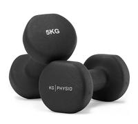 KG Physio Weights Dumbbells Set Women & Men - Neoprene-Coated & Sweat-Resistant Weights Set with Anti-Roll Technology & A3 Exercise Poster, Gym Equipment for Home, 1-10 kg Dumb Bells Pair