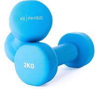 KG Physio Weights Dumbbells Set Women & Men - Neoprene-Coated & Sweat-Resistant Weights Set with Anti-Roll Technology & A3 Exercise Poster, Gym Equipment for Home, 1-10 kg Dumb Bells Pair