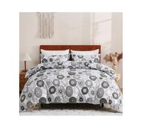 Kg2bVw9dP Duvet Cover Set 2/3 Pcs Modern Abstract Bedding Set Grey Circle Patterned Duvet Cover with Zipper and Ties Bedding Set(US Full(203x229cm))