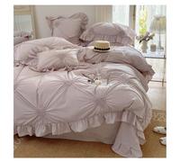 Kg2bVw9dP Duvet Cover Set Cotton Duvet Cover 4-Piece Set, Solid Colour Luxury Simple Ruffles Three-Dimensional Embroidery Bedding Bedding Set(Purple,200x230cm-4pcs)