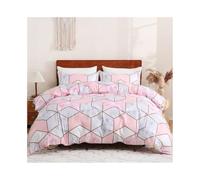 Kg2bVw9dP Duvet Cover Set Luxury Abstract Geometry Print Bedding Set Soft Skin-friendly Pink Marble Texture Comforter Cover Bedding Set(US King(264x229cm))
