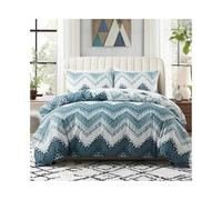 Kg2bVw9dP Duvet Cover Set Wave Geometric Duvet Cover Set 2/3 Pcs Modern Striped Reversible with Zipper Ties Bedding Set(US Full(203x229cm))