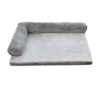 KG7HQRP Pet Dog Bed | Deluxe Orthopedic Faux Fur Suede L Shaped Corner Chaise Lounge Sofa (Gray) (Three Sizes) (Size : 756219cm) (61 * 52 * 18cm)