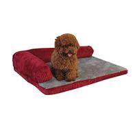 KG7HQRP Pet Dog Bed | Deluxe Orthopedic Faux Fur Suede L Shaped Corner Chaise Lounge Sofa (Red) (Three Sizes) (Size : 756219cm) (61 * 52 * 18cm)