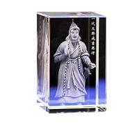 KGADRX 3D Crystal Engraved Decorations Statues Gifts Genghis Khan Crystal Birthday Gifts for Friends Glass Ornaments for Home Decoration