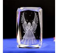 KGADRX 3D Crystal Gifts for Women Man Guardian Angel Crystal Glass Cube Engraving Sculpture Gifts for Office Bookshelf Decoration