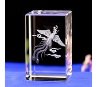KGADRX 3D Etched Crystal Ornaments Art Phoenix Crystal Home Decor Tabletop Gift for Office Bookshelf Decoration