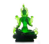 KGADRX Buddha Statue Craft resin to keep safe Green Tara glass Buddha statue Tantric Buddha statue decoration height 21 cm statue decoration