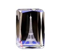 KGADRX Crystal Glass Statue Model,3D Crystal Figurine Art Eiffel Tower Crystal Glass Cube Engraving Sculpture Gifts with Gift