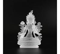 KGADRX Glass White Tara Ancient Law Glass White Tara Buddha Statue Tibetan Tantric Vehicle Carry Avalokitesvara Small Buddha Statue Decor Decoration