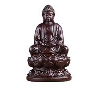 KGADRX Wooden Shakyamuni Statue Safflower Solid Wood Wooden Buddha Statue Home Feng Shui Table Decorations for Living Room