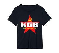 KGB Still Watching You CCCP Soviet Union Communist T-Shirt, Women's Plus, Black, 1X