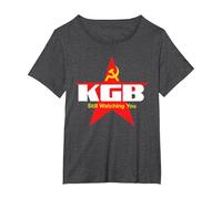 KGB Still Watching You CCCP Soviet Union Communist T-Shirt, Women's Plus, Dark Heather Grey, 1X