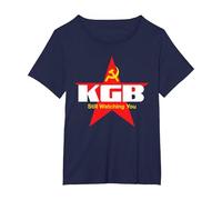 KGB Still Watching You CCCP Soviet Union Communist T-Shirt, Women's Plus, Navy Blue, 5X