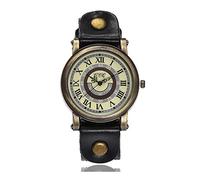 KGBEE Women Leather Wristwatch Steampunk Vintage Big Round Dial Bracelet Watch Ladies Outdoor Fashion Accessory Quartz Watch for Daily Wear,black