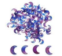KGCGJVB 100Pcs Moon Charms Crescent Shaped Crystal Trinket Glass Beads for Jewelry Making Celestial Pendants Purple Charms with Gold Foil Beads for Bracelets and DIY Craft Necklaces