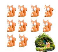 KGCGJVB 10Pcs Squirrel Figurine Trinkets Mini Squirrels Decor Statues Tiny Resin Animal Figures for Garden Fortress Decorations Taxidermy-Inspired Finger Ornaments Outdoor Lawn Birthday Craft
