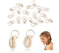 KGCGJVB 20 Pack Seashell Hair Accessories Clips for Women Girls Ocean Shell Charms for Braids Locs Ponytail Cowrie Shells Beads Beachy Hair Clips Black Sea Shell Hair DIY Jewelry Prom