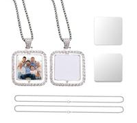KGCGJVB 2Pcs Sublimation Necklace Blanks Set with Rhinestone Trays and Pendant Blanks Includes Chain and Discs for Making Jewelry Bracelets Earrings Rosary Memorial Products Graduation Ornaments