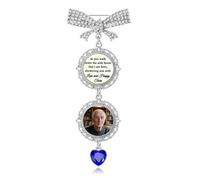 KGCGJVB Bouquet Charms for Wedding Memory Something Blue Photo Charm Pin for Bride Memorial Locket with Picture from Mom and Dad Brooch Pins for Bridal Bouquet on Special Day or Graduation