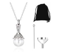 KGCGJVB Pearl Urn Necklace for Ashes Women Silver Cremation Jewelry Ash Holder Collar Elegant Urn Necklace Memorial Jewelry Urns for Cremation Tribute