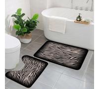 KGDHY 2 Pieces Bath Mat and Toilet Mat Set,animal zebra scarf pattern black e,Pattern Quick Dry Bathroom Mats,Non-slip Bathtub Rug for Bathroom Sink Toilet