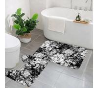 KGDHY 2 Pieces Bath Mat and Toilet Mat Set,black and white batik texture - seamless pattern,Pattern Quick Dry Bathroom Mats,Non-slip Bathtub Rug for Bathroom Sink Toilet