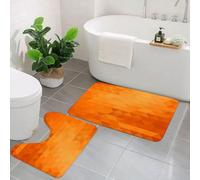 KGDHY 2 Pieces Bath Mat and Toilet Mat Set,Burnt Orange Set,Triangle Mosaic Sh,Pattern Quick Dry Bathroom Mats,Non-slip Bathtub Rug for Bathroom Sink Toilet