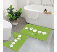 KGDHY 2 Pieces Bath Mat and Toilet Mat Set,Funny Sheep Doing Yoga Animals Sports Green,Pattern Quick Dry Bathroom Mats,Non-slip Bathtub Rug for Bathroom Sink Toilet
