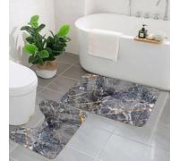 KGDHY 2 Pieces Bath Mat and Toilet Mat Set,Gray patterned l of dark marble (Gold Russia) texture background.,Pattern Quick Dry Bathroom Mats,Non-slip Bathtub Rug for Bathroom Sink Toilet