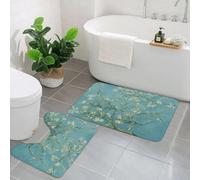 KGDHY 2 Pieces Bath Mat and Toilet Mat Set,inspired by the painting of Vincent Van Gogh - Almond Blossom.,Pattern Quick Dry Bathroom Mats,Non-slip Bathtub Rug for Bathroom Sink Toilet