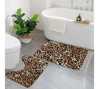 KGDHY 2 Pieces Bath Mat and Toilet Mat Set,Leopard Pattern, Jaguar Pattern, Animal Fur,Pattern Quick Dry Bathroom Mats,Non-slip Bathtub Rug for Bathroom Sink Toilet