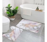 KGDHY 2 Pieces Bath Mat and Toilet Mat Set,marble texture background pattern with high resolution.,Pattern Quick Dry Bathroom Mats,Non-slip Bathtub Rug for Bathroom Sink Toilet