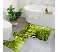 KGDHY 2 Pieces Bath Mat and Toilet Mat Set,Nature, Forest with sunbeams Foliage Branches Eco Jungle Image n,Pattern Quick Dry Bathroom Mats,Non-slip Bathtub Rug for Bathroom Sink Toilet