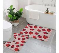 KGDHY 2 Pieces Bath Mat and Toilet Mat Set,Pink Strawberry Vector Seamless Pattern. Red Summer Flower Texture. Drawing Sp,Pattern Quick Dry Bathroom Mats,Non-slip Bathtub Rug for Bathroom Sink Toilet
