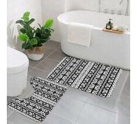 KGDHY 2 Pieces Bath Mat and Toilet Mat Set,Retro, Ethno Boho Aztec pattern in black and white with Western Nati1,Pattern Quick Dry Bathroom Mats,Non-slip Bathtub Rug for Bathroom Sink Toilet