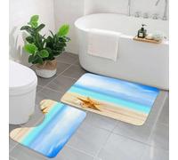 KGDHY 2 Pieces Bath Mat and Toilet Mat Set,Starfish on the summer beach,Pattern Quick Dry Bathroom Mats,Non-slip Bathtub Rug for Bathroom Sink Toilet