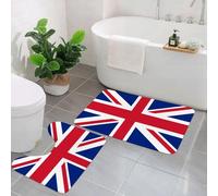 KGDHY 2 Pieces Bath Mat and Toilet Mat Set,Union Jack, traditional traditional flag United Kingdom modern British Loyalty,Pattern Quick Dry Bathroom Mats,Non-slip Bathtub Rug for Bathroom Sink Toilet