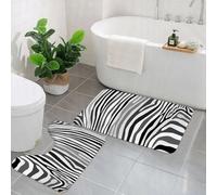KGDHY 2 Pieces Bath Mat and Toilet Mat Set,Zebra Print,Zebra Pattern Vertical Striped Nature Wildlife Inspired Fashion Il,Pattern Quick Dry Bathroom Mats,Non-slip Bathtub Rug for Bathroom Sink Toilet