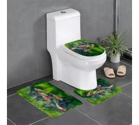 KGDHY 3 Pieces Bath Mat and Toilet Mat Set,Carp Koi Fish Pond Weeds Stone Water Oriental(1),Pattern Quick Dry Bathroom Mats,Non-slip Bathtub Rug for Bathroom Sink Toilet