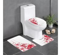 KGDHY 3 Pieces Bath Mat and Toilet Mat Set,Cat cute black cat figures on white backdrop read,Pattern Quick Dry Bathroom Mats,Non-slip Bathtub Rug for Bathroom Sink Toilet