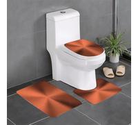 KGDHY 3 Pieces Bath Mat and Toilet Mat Set,Copper Decor,Realistic Circular Brushed Texture Image Iron Stainless Steel,Pattern Quick Dry Bathroom Mats,Non-slip Bathtub Rug for Bathroom Sink Toilet
