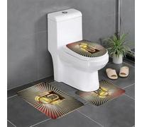 KGDHY 3 Pieces Bath Mat and Toilet Mat Set,Jukebox, Vintage retro 50s Pin Up inspired canvas,Pattern Quick Dry Bathroom Mats,Non-slip Bathtub Rug for Bathroom Sink Toilet