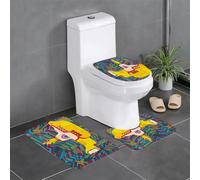 KGDHY 3 Pieces Bath Mat and Toilet Mat Set,Yellow Submarine The Beatles Rock Band Illustration,Pattern Quick Dry Bathroom Mats,Non-slip Bathtub Rug for Bathroom Sink Toilet
