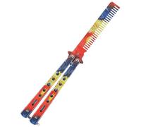 KGDUYC 1 x Butterfly Comb, Foldable Pocket Comb, Butterfly Balisong Trainer Exercise Knife Comb, Foldable Hairstyling Brush, Folding Practice Training, Butterfly Style Comb, Multicoloured