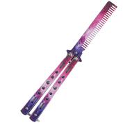 KGDUYC 1 x Butterfly Comb, Foldable Pocket Comb, Butterfly Balisong Trainer Exercise Knife Comb, Foldable Hairstyling Brush, Folding Practice Training, Butterfly Style Comb, Purple