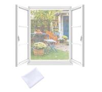 KGDUYC 1 x Fly Screen, 130 x 150 cm, Anti-Mosquito Screen, Cut to Size, Mosquito Repellent Window with Self-Adhesive Tape, Non-Perforated Mosquito Net Window - White