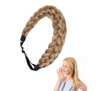 KGDUYC 1 x Women's Braided Headband Hair Band 3 Strands Synthetic Hair Costume Hair Band Braided Headband Hairpiece for Wedding Bavaria Oktoberfest Chestnut Brown