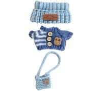 KGDUYC Clothing for Doll, 17 cm Cute Mini Plush Dolls Clothing Outfit Only Clothing Accessories, for Labubu Dolls Pullover Hoodie Clothing DIY Children Gifts, without Doll (Hat, Sweater, Backpack)